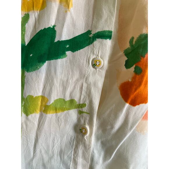 Vintage 100% Rayon Button Down Shirt Sunflower Print Jams World Size Medium JL - Picture 5 of 10